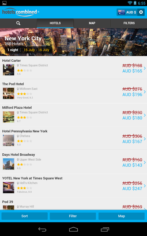HotelsCombined - Tìm và đặt phòng giá rẻ iOS